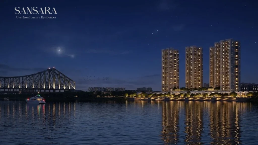 PS Sansara in Howrah luxury riverfront apartments night view